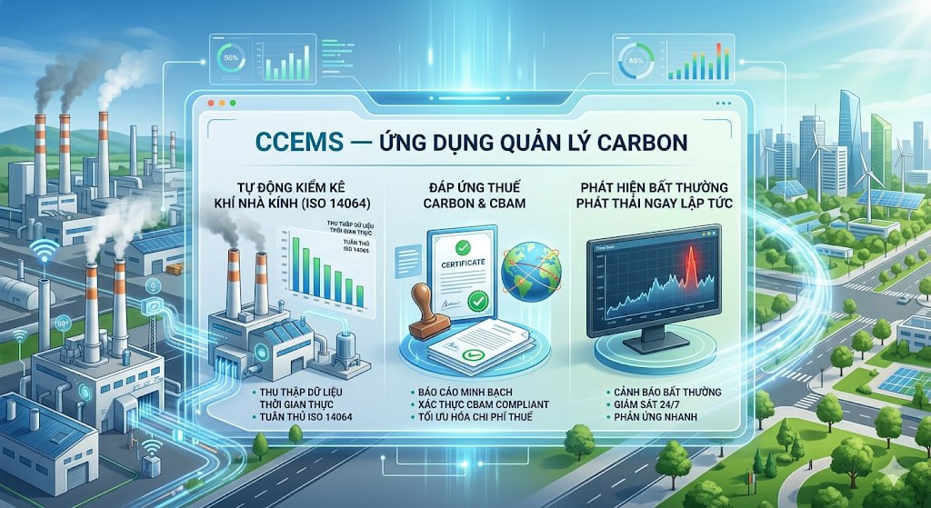 CCEMS Ứng Dụng Quản Lý Carbon — Kiểm Kê Khí Nhà Kính ISO 14064 & Đáp Ứng CBAM
